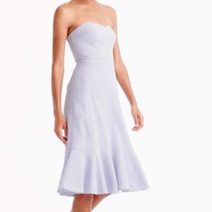J. Crew Strapless Seersucker Ruffle Hem Dress